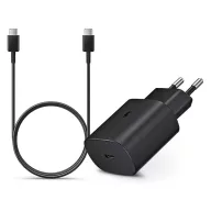   Samsung gyári hálózati töltő adapter 25W, USB-C bemenet, 1 m-es Type-C kábel, EP-DA705BBE, fekete ECO csom