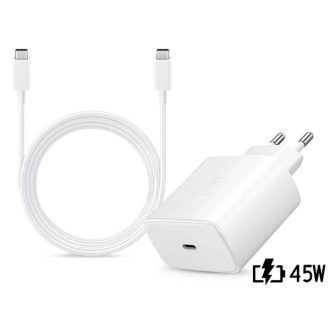   Samsung gyári hálózati töltő adapter TypeC bemenet 1,8 m Typ-C  TypeC kábel  45W EPTA845EWE  EPDX510JWE  fehér ECO csom