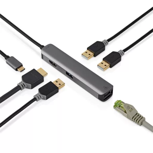 Nedis CCBW64210AT02 USB-C (USB C) dugó - 3x USB, HDMI, RJ45, 5 Gbps