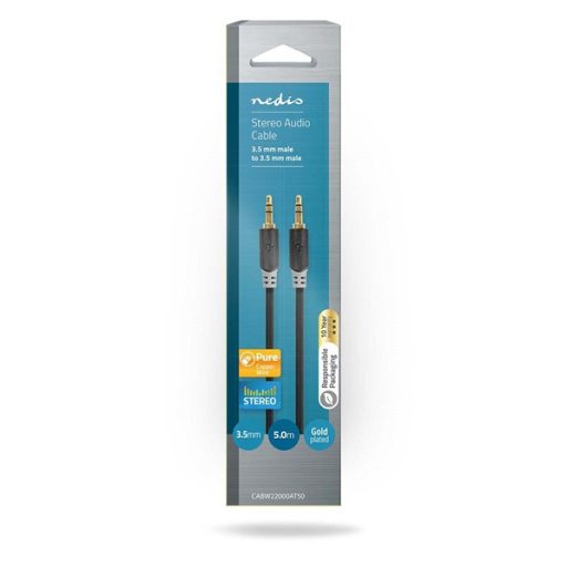 Nedis CABW22000AT50 sztereo audió kábel 3,5mm sztereo jack dugó - dugó,  aranyozott,  5 m
