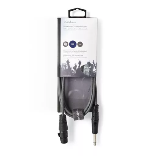 Nedis COTH15120GY15 unbalanced / asszimetrikus félprofi audio kábel, 6,35mm mono jack dugó - 3p XLR aljzat, hossz 1,5m