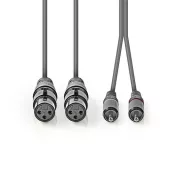   Nedis COTH15230GY15 unbalanced/aszimmetrikus félprofi audio kábel, 2x XLR aljzat - 2x RCA dugó, 1,5m