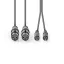 Nedis COTH15230GY15 unbalanced/aszimmetrikus félprofi audio kábel, 2x XLR aljzat - 2x RCA dugó, 1,5m
