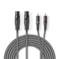   Nedis COTH15230GY15 unbalanced/aszimmetrikus félprofi audio kábel, 2x XLR aljzat - 2x RCA dugó, 1,5m