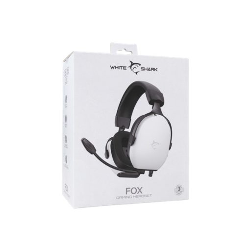 White Shark FOX-W, GH-2445W, gamer fejhallgató, mikrofonnal, fehér