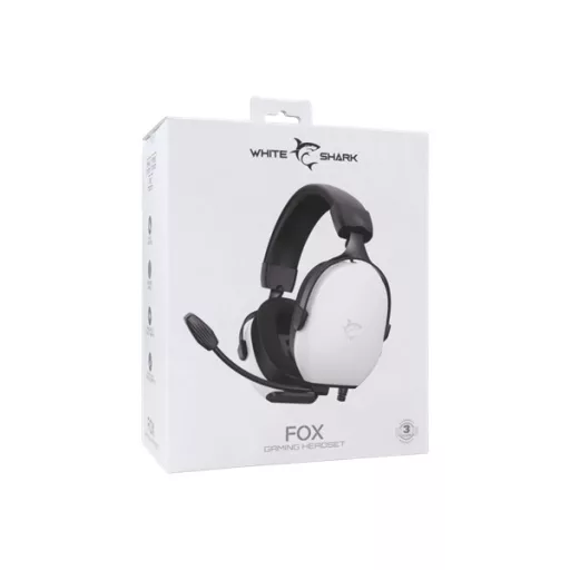 White Shark FOX-W, GH-2445W, gamer fejhallgató, mikrofonnal, fehér