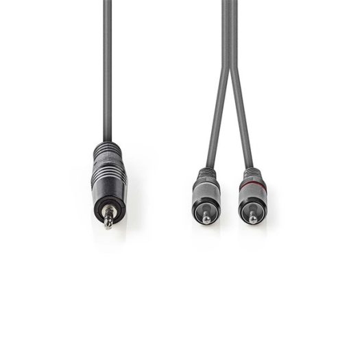 Nedis COTH22200GY15 félprofi audio kábel, 3,5mm sztero jack dugó - 2 x RCA dugó, 1.5m, rugalmas