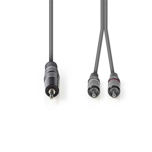 Nedis COTH22200GY30 félprofi audio kábel, 3,5mm sztero jack dugó - 2 x RCA dugó, 3m, rugalmas
