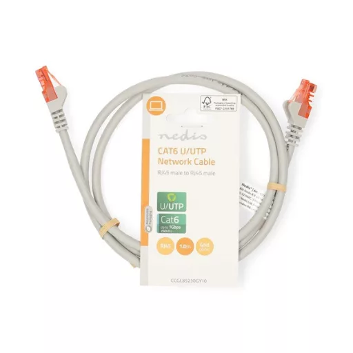 Nedis CCGL85230GY10 UTP Cat6 patch kábel, RJ45 aranyozott érintkezők, hossz 1m