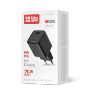   COLORWAY AC töltő GaN Mini CW-CHS052PD-BK 25W PD port PPS USB-C fekete