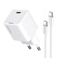   COLORWAY AC töltő GaN Mini CW-CHS052PDC-WT 25W PD port PPS USB-C fehér kábel Type-C