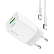   COLORWAY AC töltő GaN Mini CW-CHS053PDC-WT 30W PD port PPS USB (Type-C PD + USB QC4.0) kábel Type-C