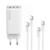   COLORWAY AC töltő GaN Mini CW-CHS058PDCL-WT 65W PD port PPS USB (USB-2C1A) kábel Type-C és Lightning