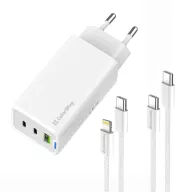   COLORWAY AC töltő GaN Mini CW-CHS058PDCL-WT 65W PD port PPS USB (USB-2C1A) kábel Type-C és Lightning