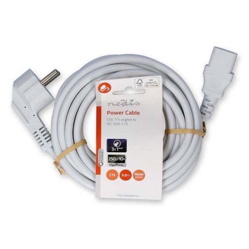 Nedis CEGL10000WT50 táp kábel IEC-320-C13, 3 x 0.75 mm˛ hossz 5m, fehér