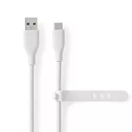   Nedis CCGB60800WT15 flexibilis USB A - USB C (USB-C) kábel, USB2.0, 15W, hossz 1,5m, fehér rugalmas szilikon