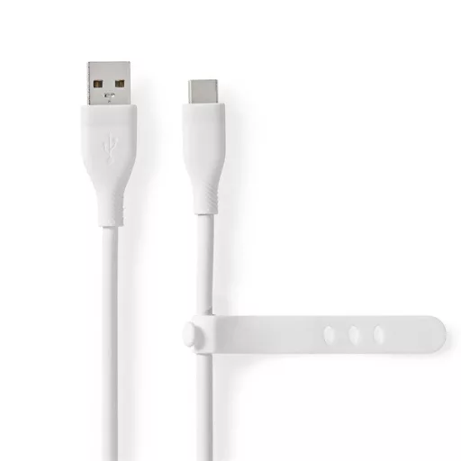 Nedis CCGB60800WT15 flexibilis USB A - USB C (USB-C) kábel, USB2.0, 15W, hossz 1,5m, fehér rugalmas szilikon