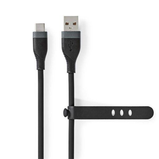 Nedis CCGB60800BK15 flexibilis USB A - USB C (USB-C) kábel, USB2.0, 15W, hossz 1,5m, fekete rugalmas szilikon