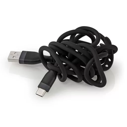 Nedis CCGB60800BK15 flexibilis USB A - USB C (USB-C) kábel, USB2.0, 15W, hossz 1,5m, fekete rugalmas szilikon