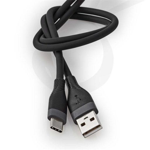Nedis CCGB60800BK15 flexibilis USB A - USB C (USB-C) kábel, USB2.0, 15W, hossz 1,5m, fekete rugalmas szilikon