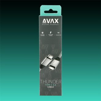   AVAX Töltőkábel, USB-C - USB-C, 5A, 100W/10Gbps, 1 méter, viharszürke