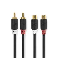   Nedis CABW24205AT20 RCA toldó kábel  2x RCA dugó - 2x RCA aljzat, 2m