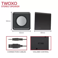   SPEEDLINK SL-810004-BK TWOXO Stereo Speakers, black, Sztereó hangszórók, fekete