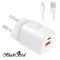 BLACKBIRD Hálózati Adapter ZCD-015B-AC GAN 33W + USB/Lightning kábel 1m, Fehér