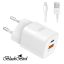 BLACKBIRD Hálózati Adapter ZCD-015B-AC GAN 33W + USB/Lightning kábel 1m, Fehér