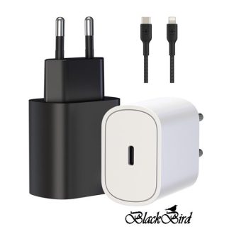   BLACKBIRD Hálózati Adapter T157 20W + Lightning kábel 1m, Fekete