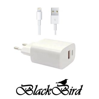   BLACKBIRD Hálózati Adapter T131 25W + Lightning kábel 1m, Fehér
