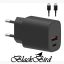 BLACKBIRD Hálózati Adapter T131 25W + Type-C kábel 1m, Fekete