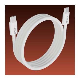   AVAX Töltőkábel, USB-C - USB-C, Mágneses, 100W, 1 méter, fehér