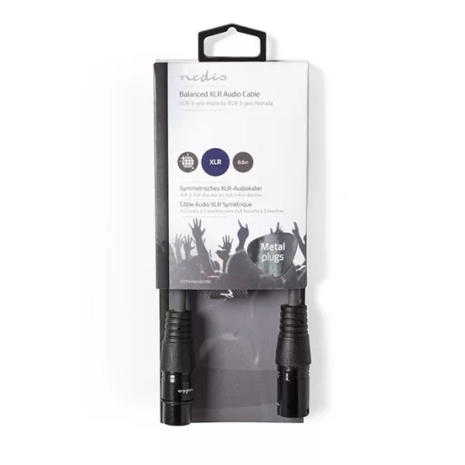 Nedis COTH15010GYO5 balanced/szimmetrikus félprofi XLR audio kábel,XLR dugó- aljzat, 0.5m, rugalmas