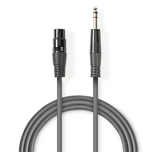 Nedis COTH15110GY15 balanced/szimmetrikus félprofi audio kábel, 6.35mm sztereo jack - 3p XLR aljzat, 1,5m