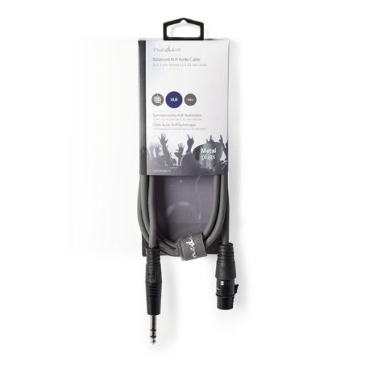 Nedis COTH15110GY15 félprofi audio kábel, 6.35mm sztereo jack - 3p XLR aljzat, 1,5m