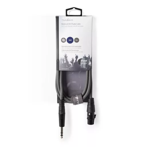 Nedis COTH15110GY15 balanced/szimmetrikus félprofi audio kábel, 6.35mm sztereo jack - 3p XLR aljzat, 1,5m