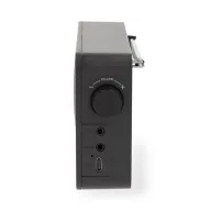   Nedis RDFM2225BK hordozható FM rádió, digitális hangolás, Bluetooth, Fejhallgató kimenet, Ébresztőóra, akkumulátor