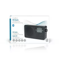   Nedis RDFM2225BK hordozható FM rádió, digitális hangolás, Bluetooth, Fejhallgató kimenet, Ébresztőóra, akkumulátor