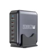   BLACKBIRD Hálózati Töltő GAN 285W 1xUSB-C PD100W + 1xUSB-C PD65W + 4xUSB-C PD30W, Fekete