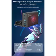   BLACKBIRD Hálózati Töltő GAN 135W 3xUSB-C 20W + 3xUSB 5V, Fekete