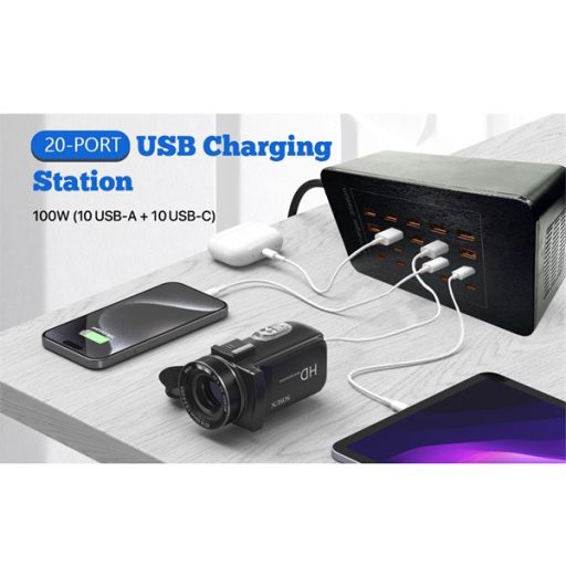 BLACKBIRD Hálózati Töltő 10xUSB-C + 10xUSB PD100W, Fekete