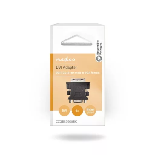 Nedis CCGB32900BK DVI-I - VGA adapter, DVI-I 24+5 Male - VGA Female