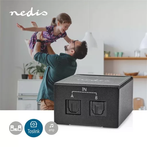 Nedis ASWI2512BK digitális audio kapcsoló 2x Toslink