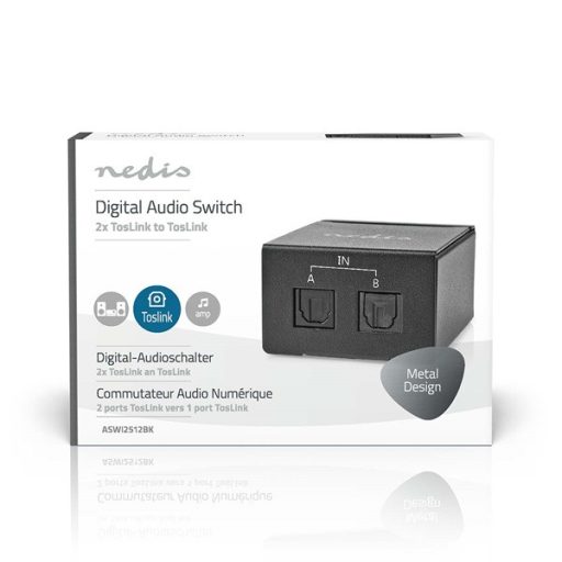 Nedis ASWI2512BK digitális audio kapcsoló 2x Toslink