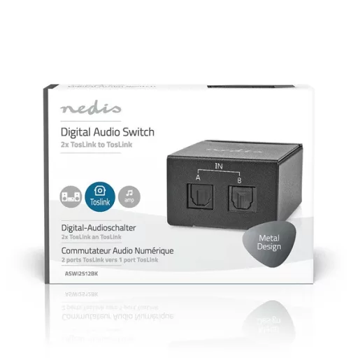 Nedis ASWI2512BK digitális audio kapcsoló 2x Toslink