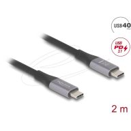   DELOCK kábel USB 40 Gbps Type-C male / male összekötő PD 3.1 240W E-Marker 2m szürke fém