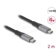   DELOCK kábel USB 40 Gbps Type-C male / male összekötő PD 3.1 240W E-Marker 2m szürke fém