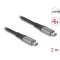 DELOCK kábel USB 40 Gbps Type-C male / male összekötő PD 3.1 240W E-Marker 2m szürke fém