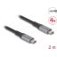 DELOCK kábel USB 40 Gbps Type-C male / male összekötő PD 3.1 240W E-Marker 2m szürke fém